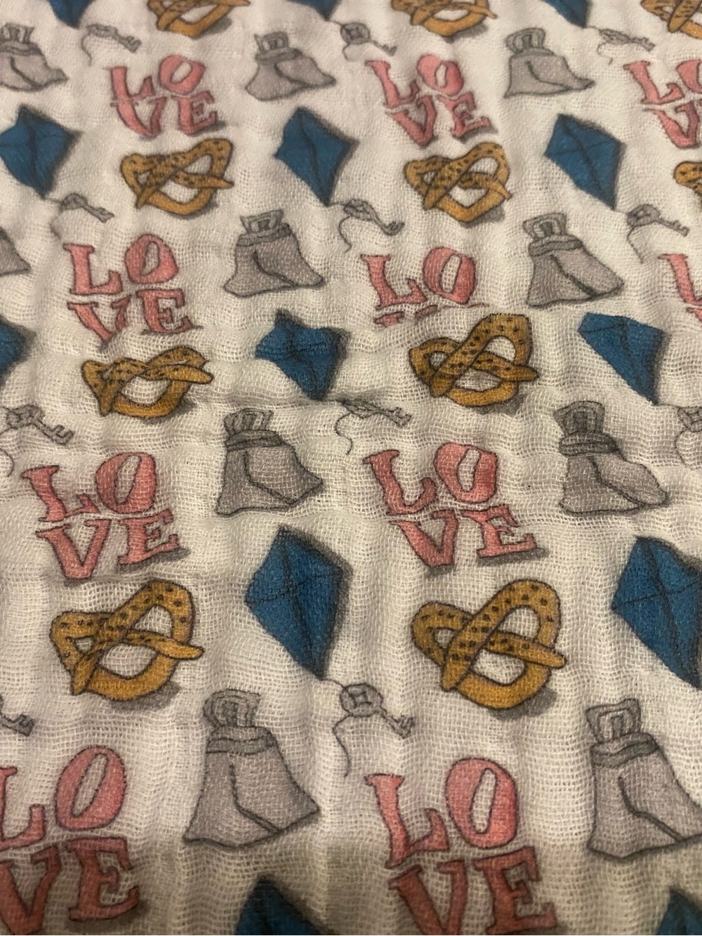 Swaddle Blanket Philly Loves Fun muslin Baby Philadelphia soft pretzels LOVE